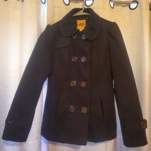 Medium Black Pea Coat with Pink lining